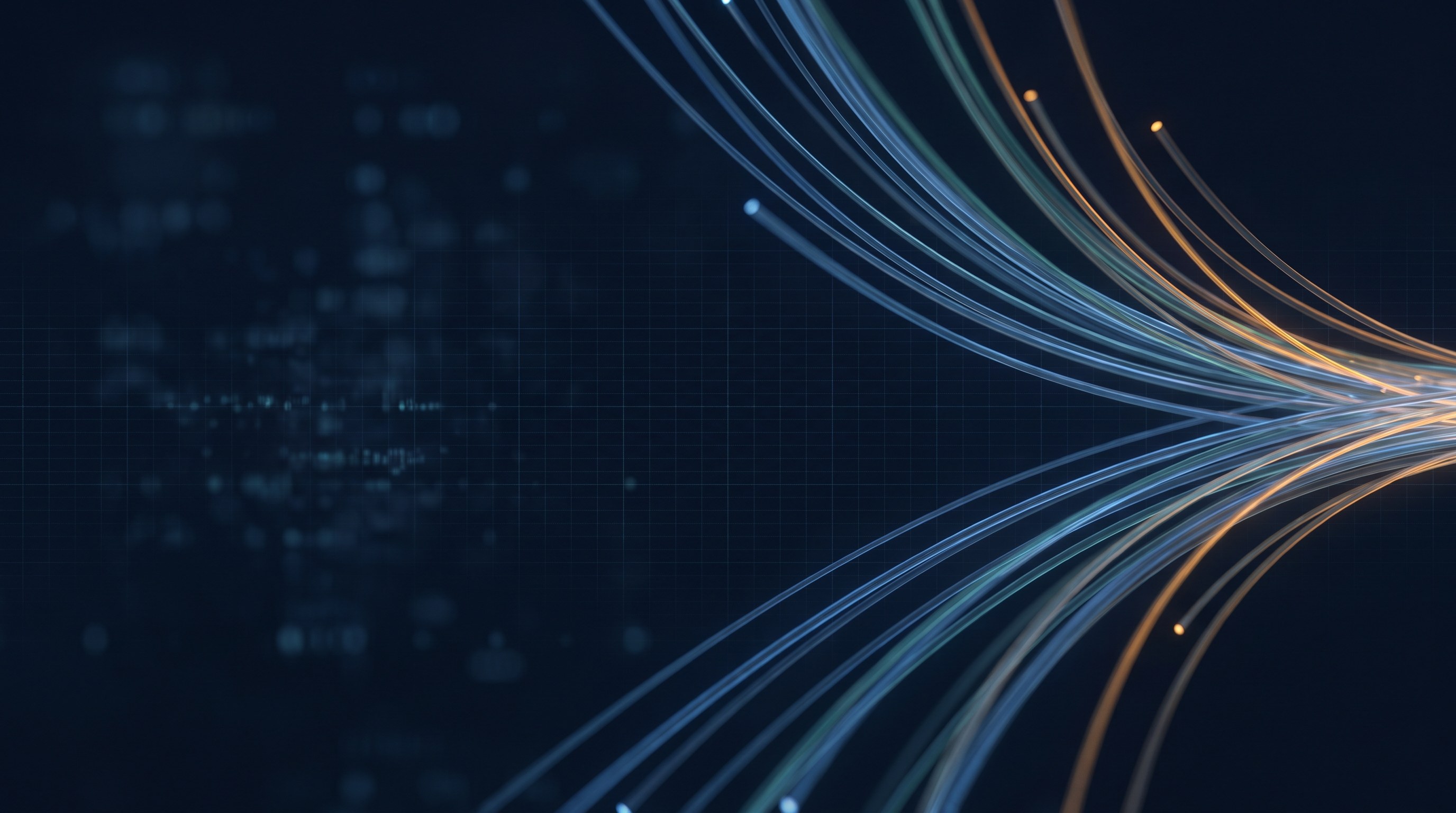 Fibre optic strands lit in blue and amber
